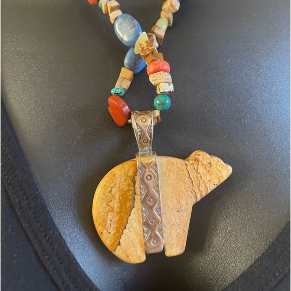 Carolyn Pollack Relio Multi Gemstone & Sterling Spirit Bear Necklace 18”-22” - Picture 5 of 6